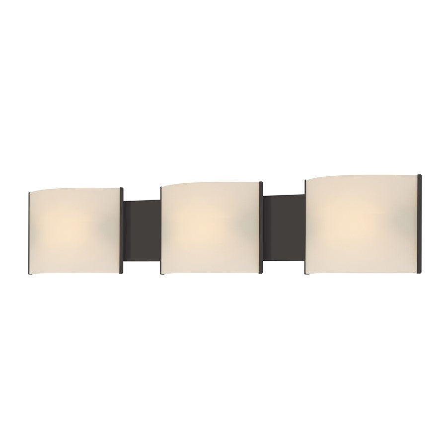 Atlas Lighting Pannelli 30in 3-Light Vanity Light | Modern Oil Rubbed Bronze and White Glass | Bathroom Vanity | 30 x 3 x 6 in | Model WL11751-BZ
