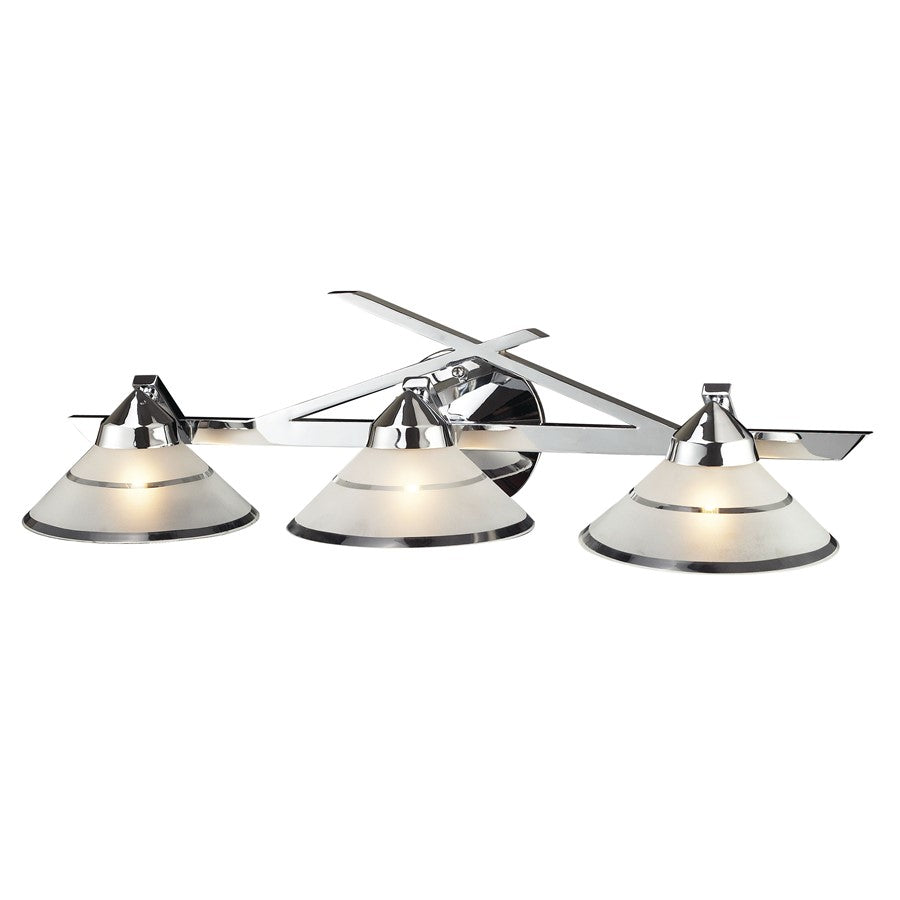 Atlas Lighting Refraction 25in 3-Light Vanity Light | Modern Polished Chrome and White Glass | Bathroom Vanity | 25 x 8 x 7 in | Model WL11753-CH