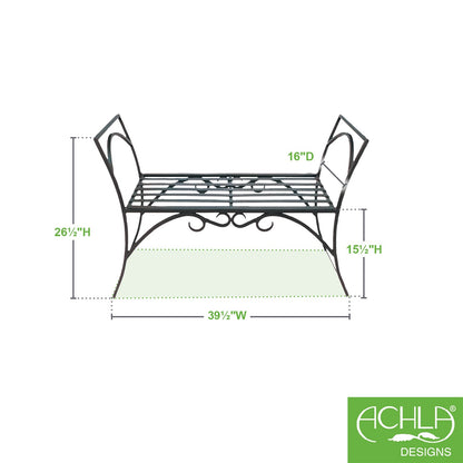 ACHLA Arbor Bench 41in Wrought Iron Black | Outdoor Garden & Patio Backless Bench | 41 x 16 x 28 in | Model AR-01