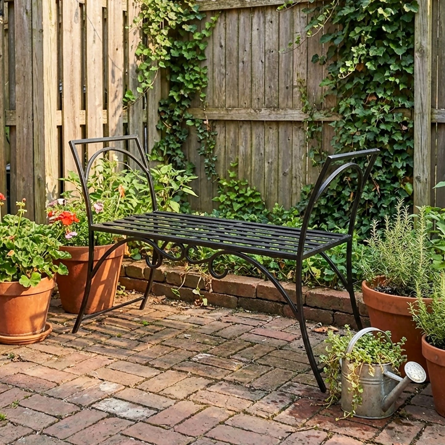 ACHLA Arbor Bench 41in Wrought Iron Black | Outdoor Garden & Patio Backless Bench | 41 x 16 x 28 in | Model AR-01