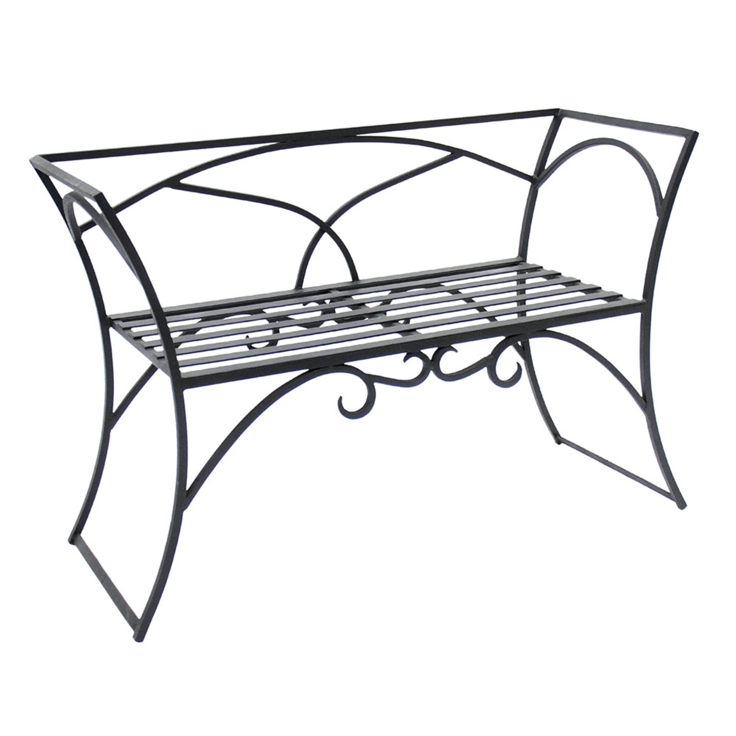 ACHLA Arbor Bench With Back | Black Wrought Iron Outdoor Garden Bench | Patio & Entryway Seating | 41 x 16 x 28 in | Model AR-03