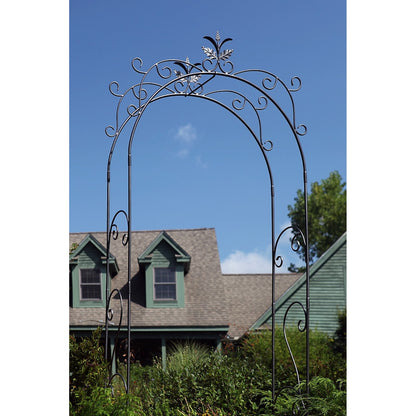 ACHLA Tuileries Arbor 48in Wrought Iron Garden Arbor | Black Powder Coated Metal | Garden Entryway & Trellis | 48 x 16 x 113 in | Model ARB-01