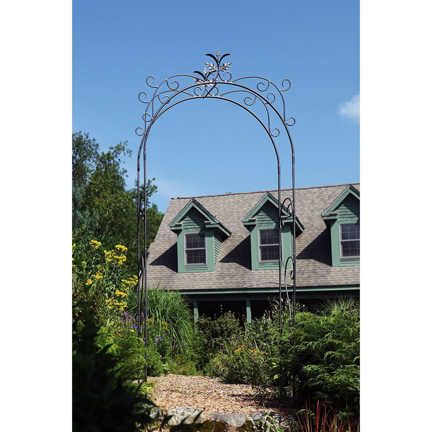 ACHLA Tuileries Arbor 48in Wrought Iron Garden Arbor | Black Powder Coated Metal | Garden Entryway & Trellis | 48 x 16 x 113 in | Model ARB-01