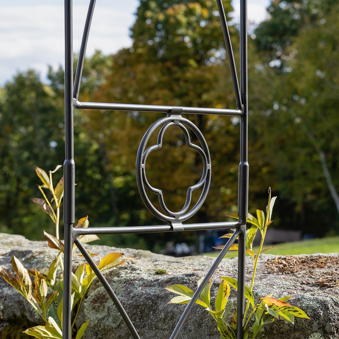 ACHLA Quatrefoil Arbor 112in Tall | Gothic Wrought Iron Garden Arch in Graphite | Walkway & Wedding Decoration | 51 x 18 x 112 in | Model ARB-07