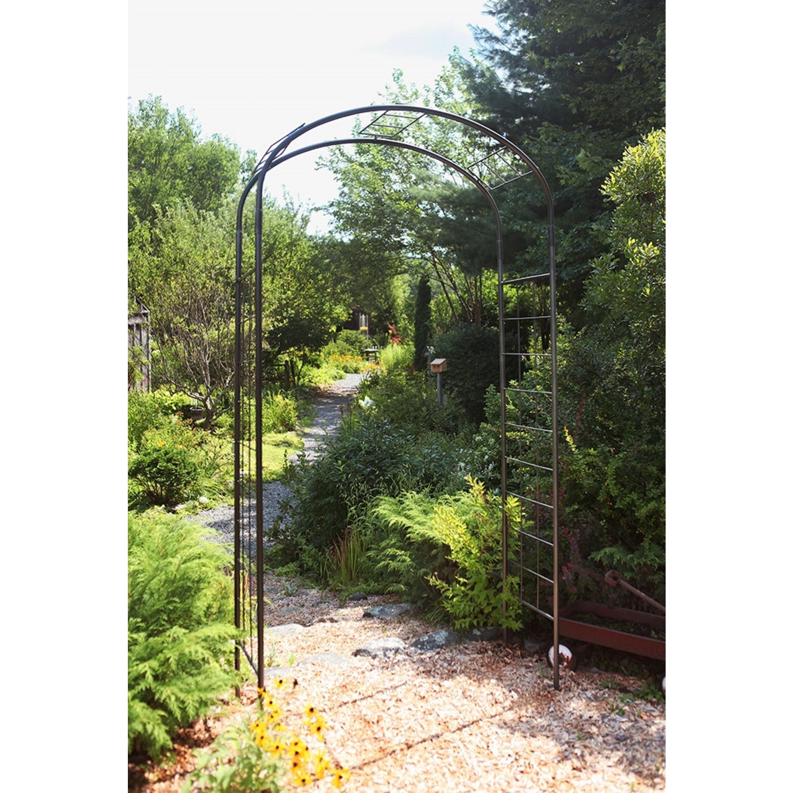 ACHLA Monet Arbor | Wrought Iron Garden Arch with Graphite Powder Coat | Entryway & Vine Support for Gardens | 55W x 21D x 100H in | Model ARB-10