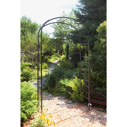 ACHLA Monet Arbor | Wrought Iron Garden Arch with Graphite Powder Coat | Entryway & Vine Support for Gardens | 55W x 21D x 100H in | Model ARB-10