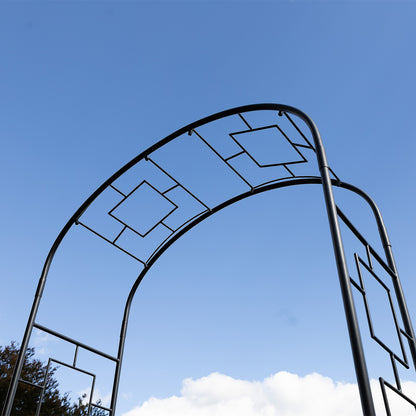 ACHLA Modern Arbor ARB-11 | Wrought Iron Garden Arbor | Entryway & Vine Support | 55W x 21D x 100H in, Graphite Powder Coated | Model ARB-11