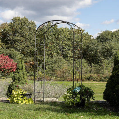 ACHLA Modern Arbor ARB-11 | Wrought Iron Garden Arbor | Entryway & Vine Support | 55W x 21D x 100H in, Graphite Powder Coated | Model ARB-11