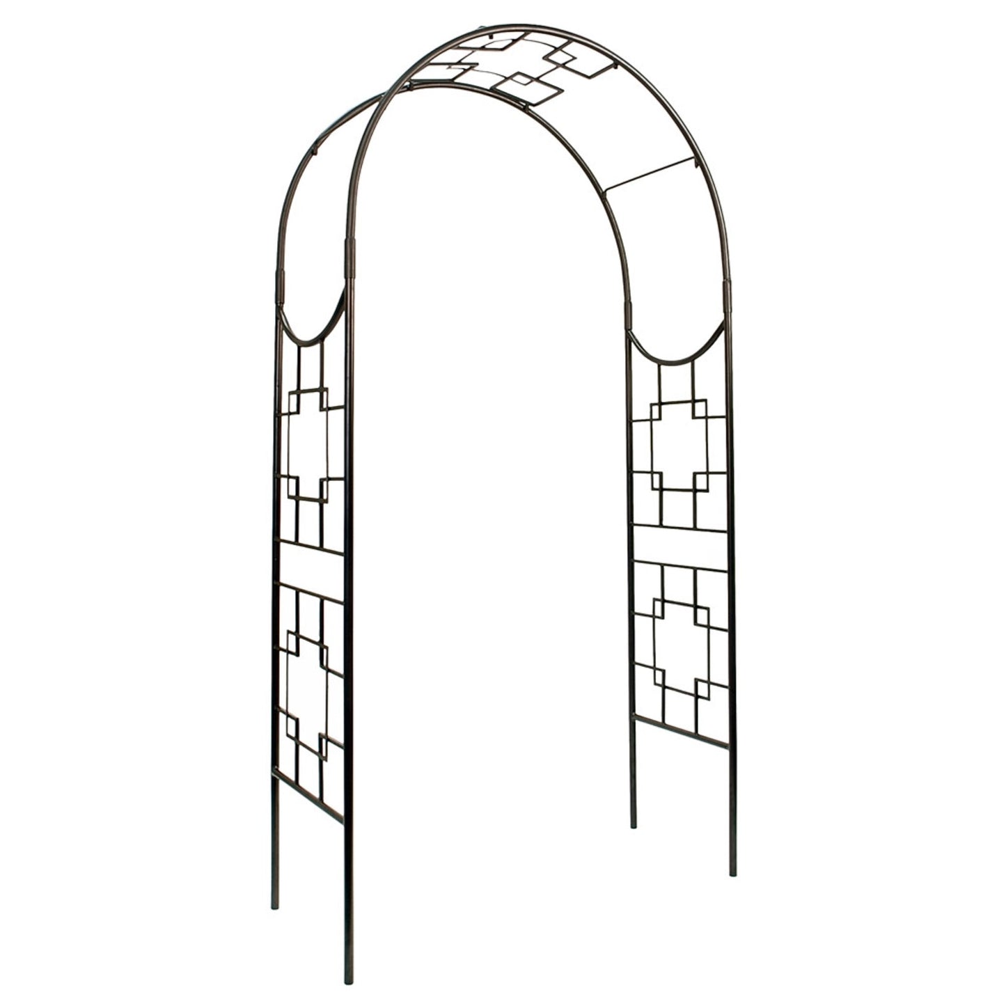 ACHLA Square-on-Squares Arbor 98in H | Graphite Wrought Iron Garden Arch | Entryway & Trellis Accent | 52 x 22 x 98 in | Model ARB-25