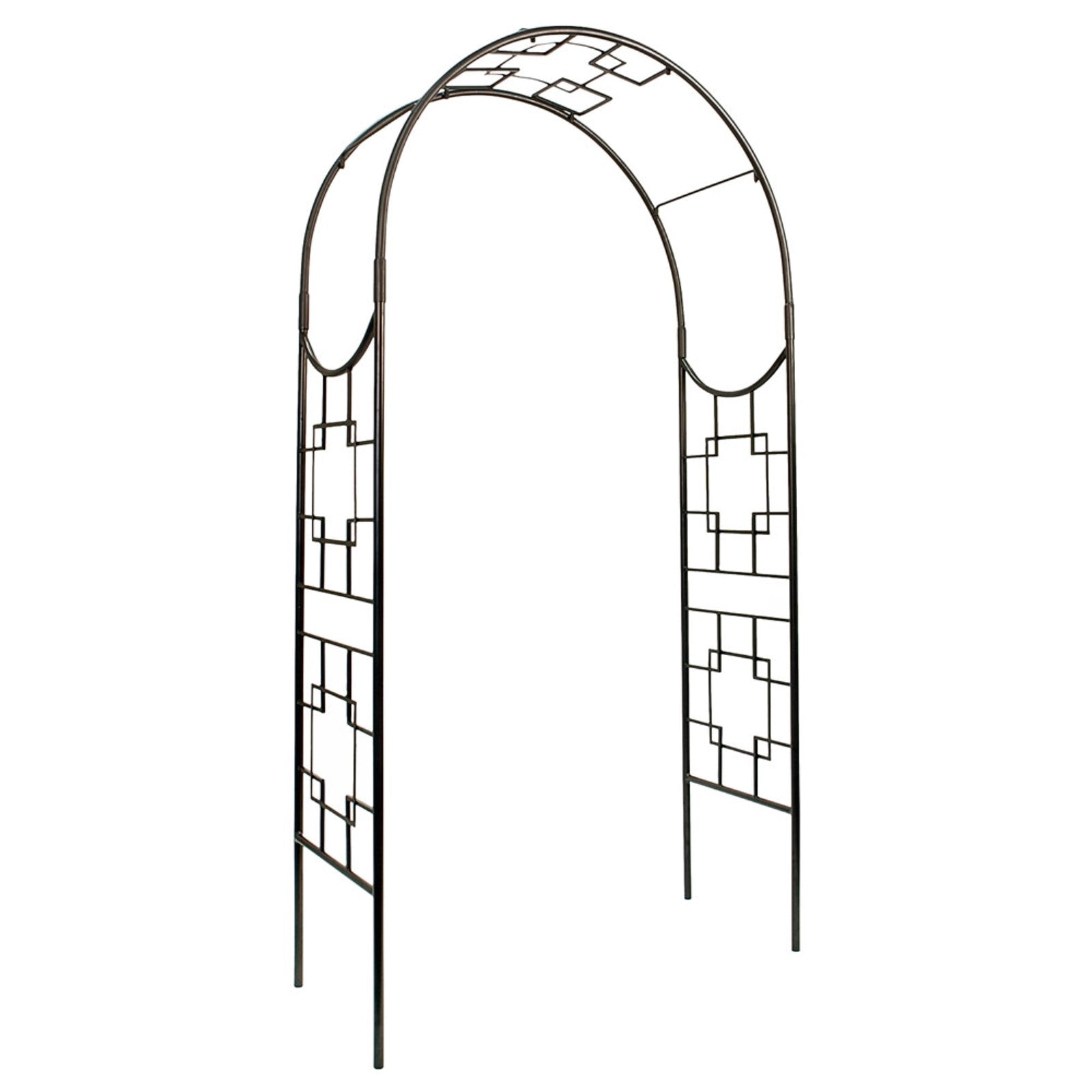 ACHLA Square-on-Squares Arbor 98in H | Graphite Wrought Iron Garden Arch | Entryway & Trellis Accent | 52 x 22 x 98 in | Model ARB-25