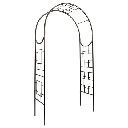 ACHLA Square-on-Squares Arbor 98in H | Graphite Wrought Iron Garden Arch | Entryway & Trellis Accent | 52 x 22 x 98 in | Model ARB-25