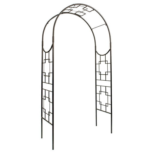 ACHLA Square-on-Squares Arbor 98in H | Graphite Wrought Iron Garden Arch | Entryway & Trellis Accent | 52 x 22 x 98 in | Model ARB-25