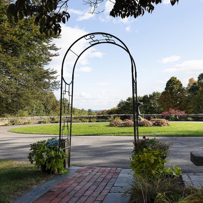 ACHLA Square-on-Squares Arbor 98in H | Graphite Wrought Iron Garden Arch | Entryway & Trellis Accent | 52 x 22 x 98 in | Model ARB-25