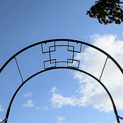 ACHLA Square-on-Squares Arbor 98in H | Graphite Wrought Iron Garden Arch | Entryway & Trellis Accent | 52 x 22 x 98 in | Model ARB-25