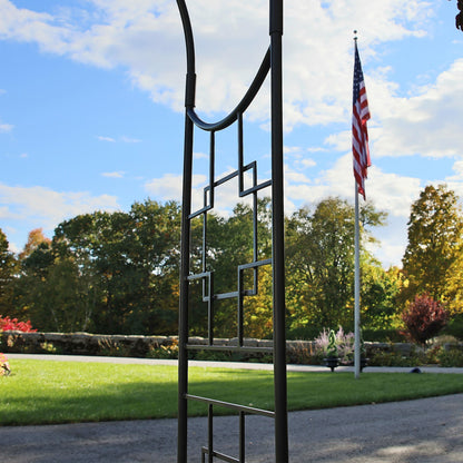 ACHLA Square-on-Squares Arbor 98in H | Graphite Wrought Iron Garden Arch | Entryway & Trellis Accent | 52 x 22 x 98 in | Model ARB-25