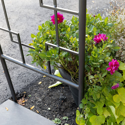 ACHLA Square-on-Squares Arbor 98in H | Graphite Wrought Iron Garden Arch | Entryway & Trellis Accent | 52 x 22 x 98 in | Model ARB-25