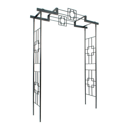 ACHLA Square-On-Squares Arbor II 61in W x 18.5in D x 95.5in H | Modern Craftsman Wrought Iron Graphite | Garden Entryway & Walkway Arch | Model ARB-26