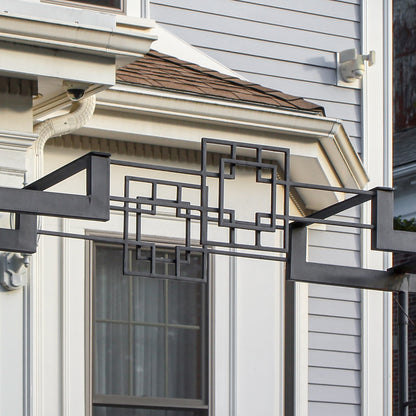 ACHLA Square-On-Squares Arbor II 61in W x 18.5in D x 95.5in H | Modern Craftsman Wrought Iron Graphite | Garden Entryway & Walkway Arch | Model ARB-26