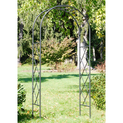ACHLA Lattice Arbor I 92in Garden Arbor | Wrought Iron Graphite Powder Coat | Entryway & Wedding Event Arbor | 41 x 21 x 92 in | Model ARB-30G