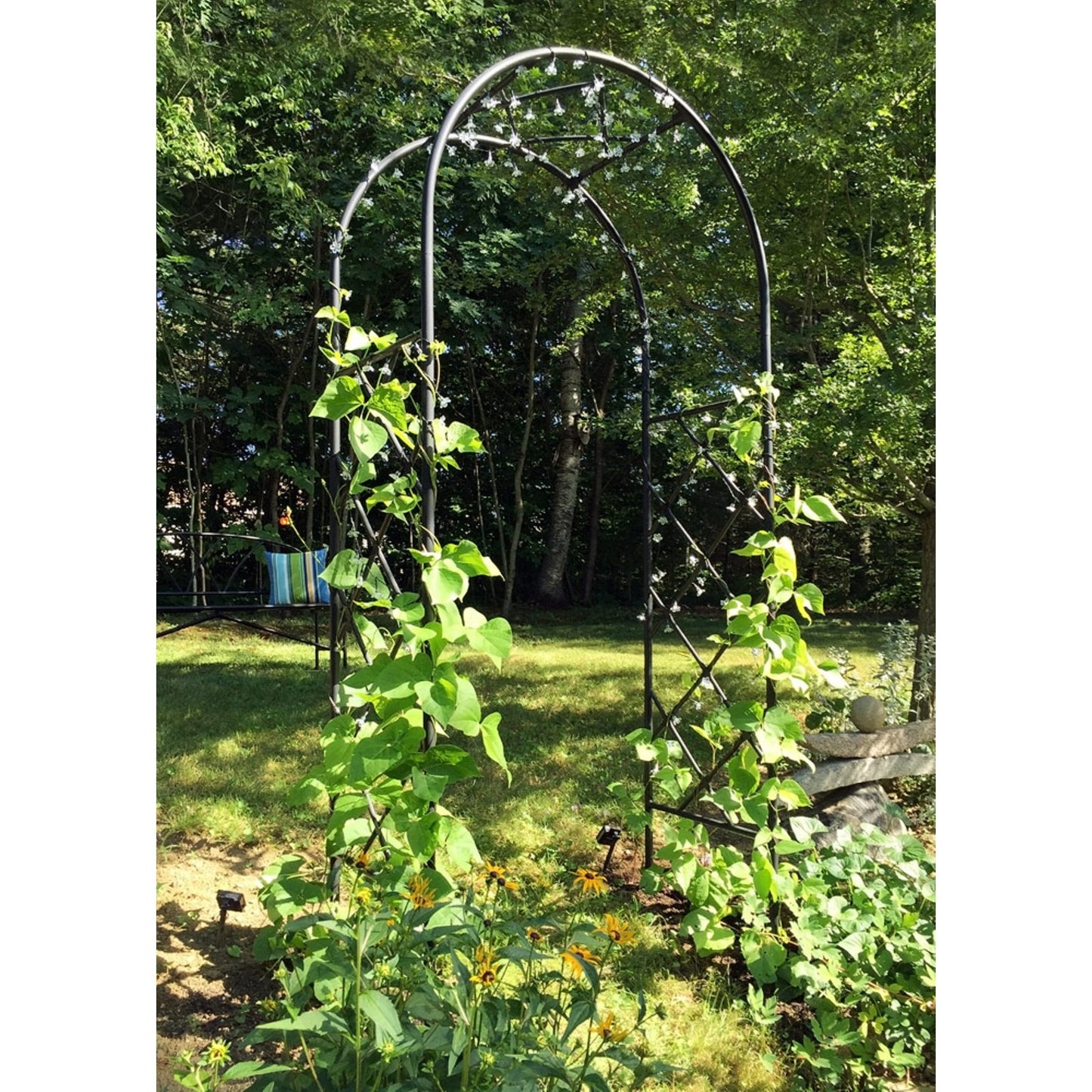 ACHLA Lattice Arbor I 92in Garden Arbor | Wrought Iron Graphite Powder Coat | Entryway & Wedding Event Arbor | 41 x 21 x 92 in | Model ARB-30G