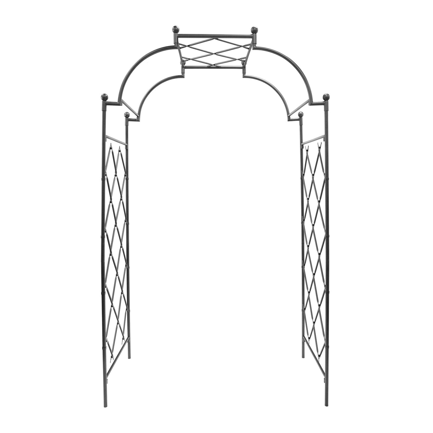 ACHLA Lattice Tunnel Arbor | Graphite Powdercoated Wrought Iron | Garden Entrance & Rose Walk Archway | 33 x 64 x 106 in | Model ARB-32G
