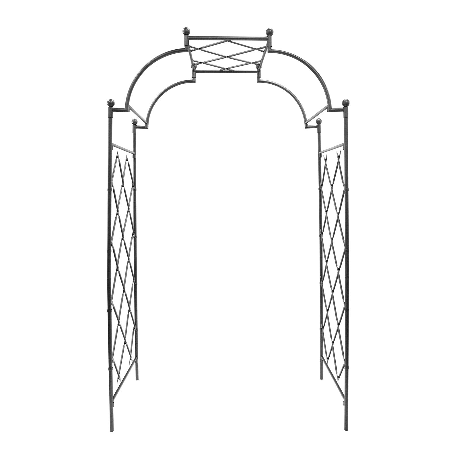ACHLA Lattice Tunnel Arbor | Graphite Powdercoated Wrought Iron | Garden Entrance & Rose Walk Archway | 33 x 64 x 106 in | Model ARB-32G