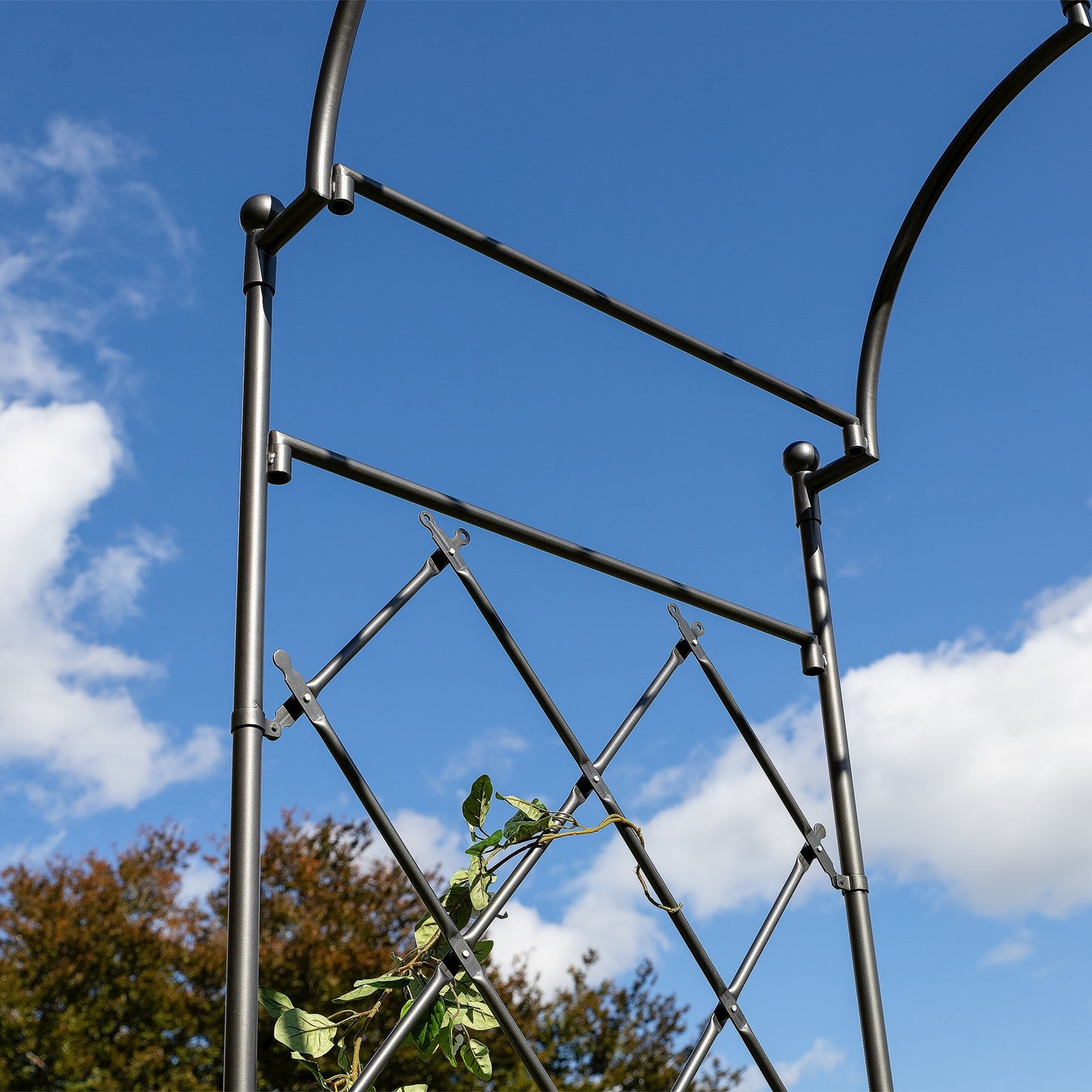 ACHLA Lattice Tunnel Arbor | Graphite Powdercoated Wrought Iron | Garden Entrance & Rose Walk Archway | 33 x 64 x 106 in | Model ARB-32G