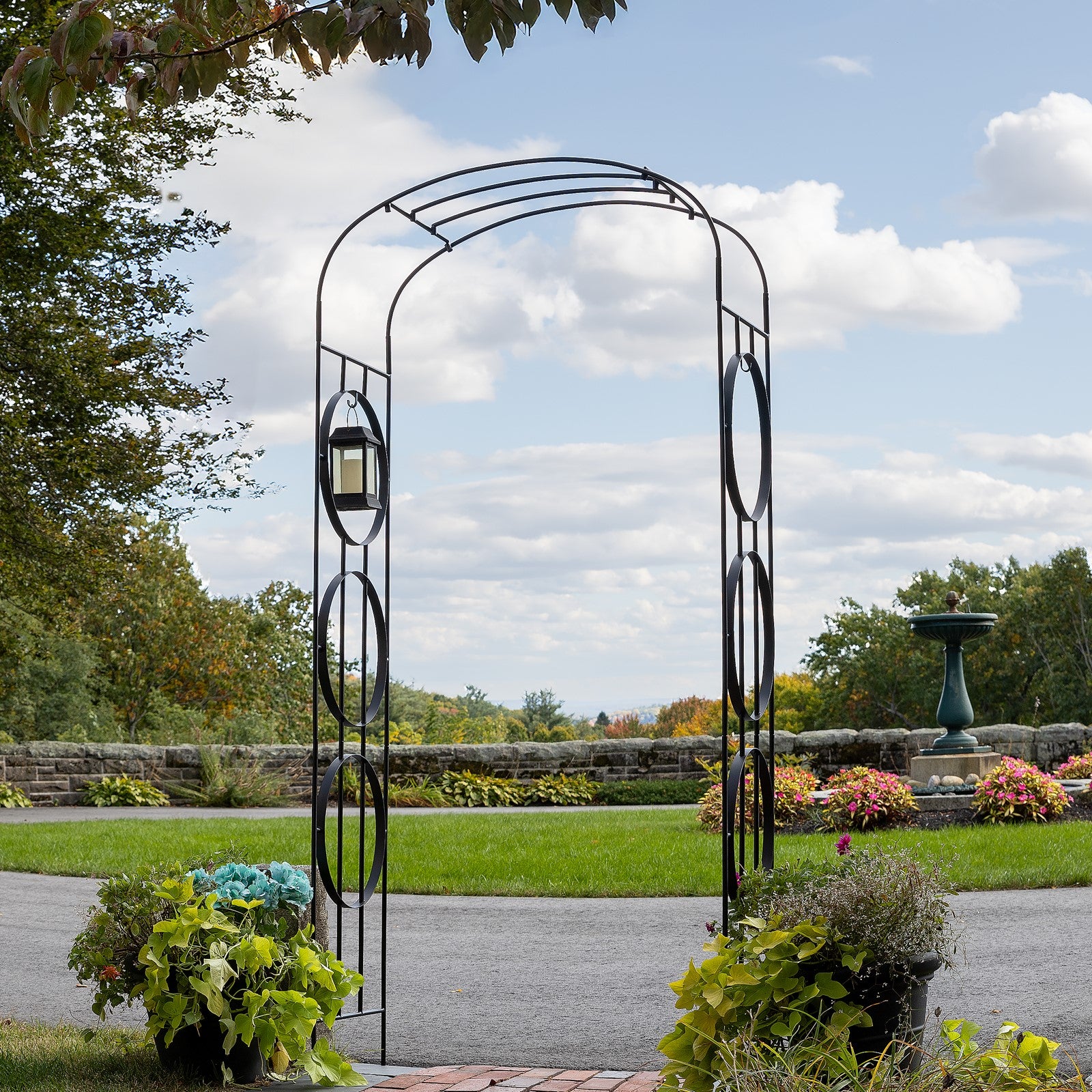 ACHLA Samsara Arbor 44in Wrought Iron Black Powdercoat | Garden Entrance & Pathway Arch | 19 x 44 x 92 in | Model ARB-58