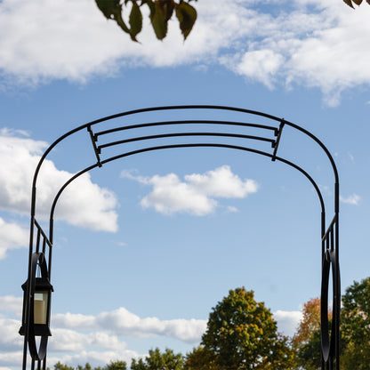 ACHLA Samsara Arbor 44in Wrought Iron Black Powdercoat | Garden Entrance & Pathway Arch | 19 x 44 x 92 in | Model ARB-58
