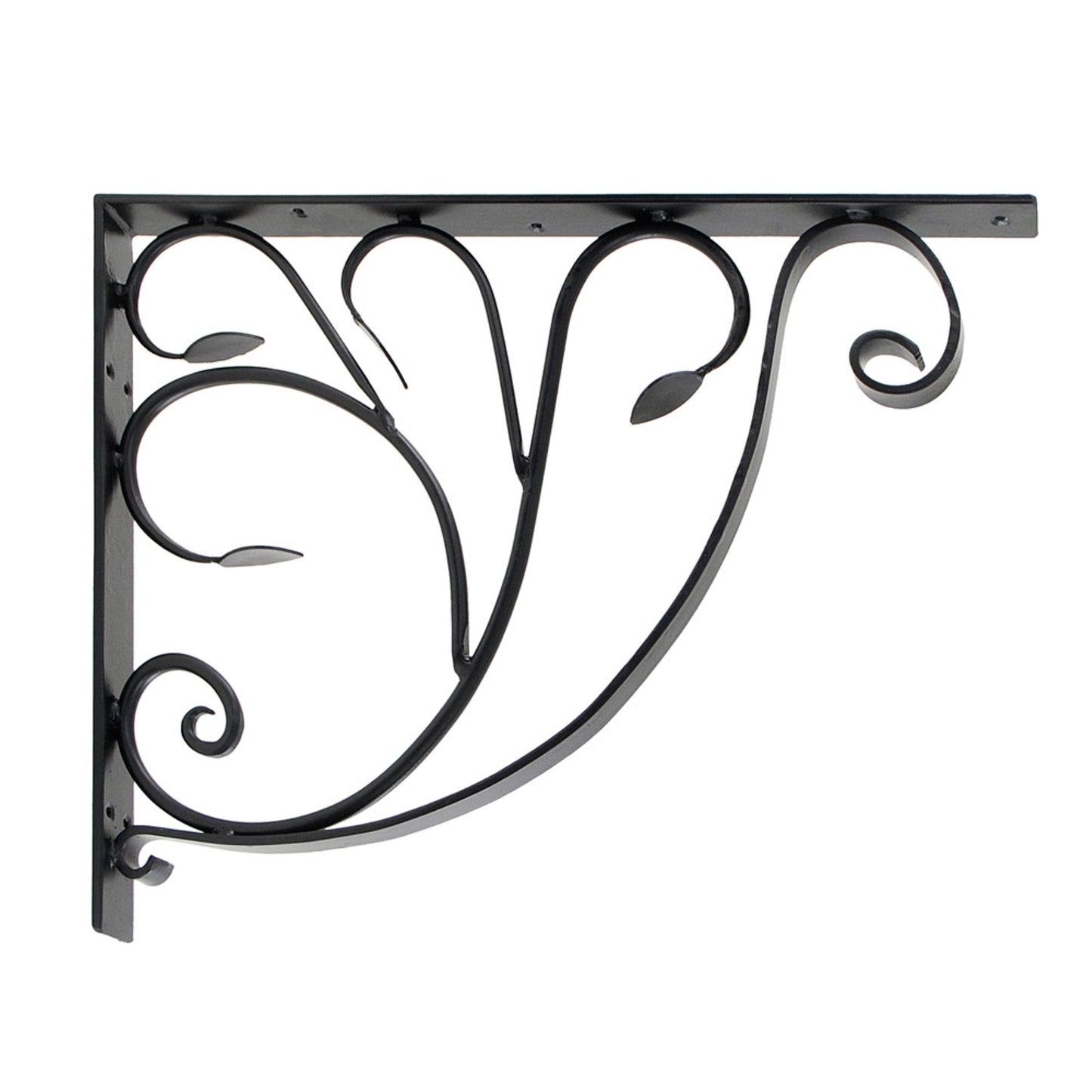 ACHLA Leafy Leaf Mailbox Bracket | Black Wrought Iron | Outdoor Mailbox & Shelf Support | 21 x 18 x 2 in | Model B-10