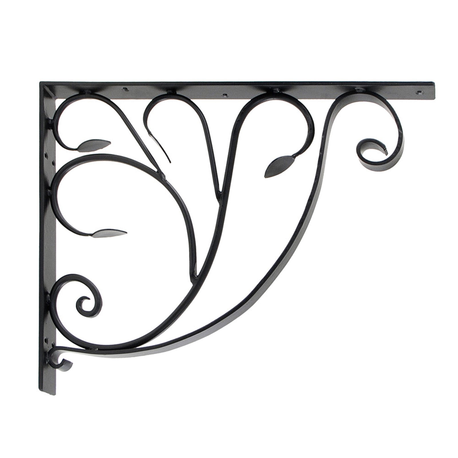 ACHLA Leafy Leaf Mailbox Bracket | Black Wrought Iron | Outdoor Mailbox & Shelf Support | 21 x 18 x 2 in | Model B-10
