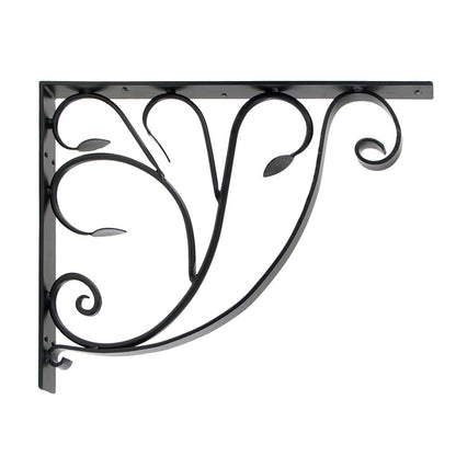 ACHLA Leafy Leaf Mailbox Bracket | Black Wrought Iron | Outdoor Mailbox & Shelf Support | 21 x 18 x 2 in | Model B-10