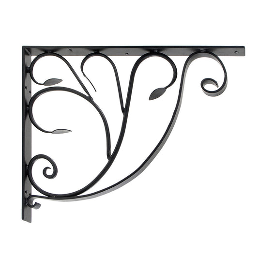 ACHLA Leafy Leaf Mailbox Bracket | Black Wrought Iron | Outdoor Mailbox & Shelf Support | 21 x 18 x 2 in | Model B-10