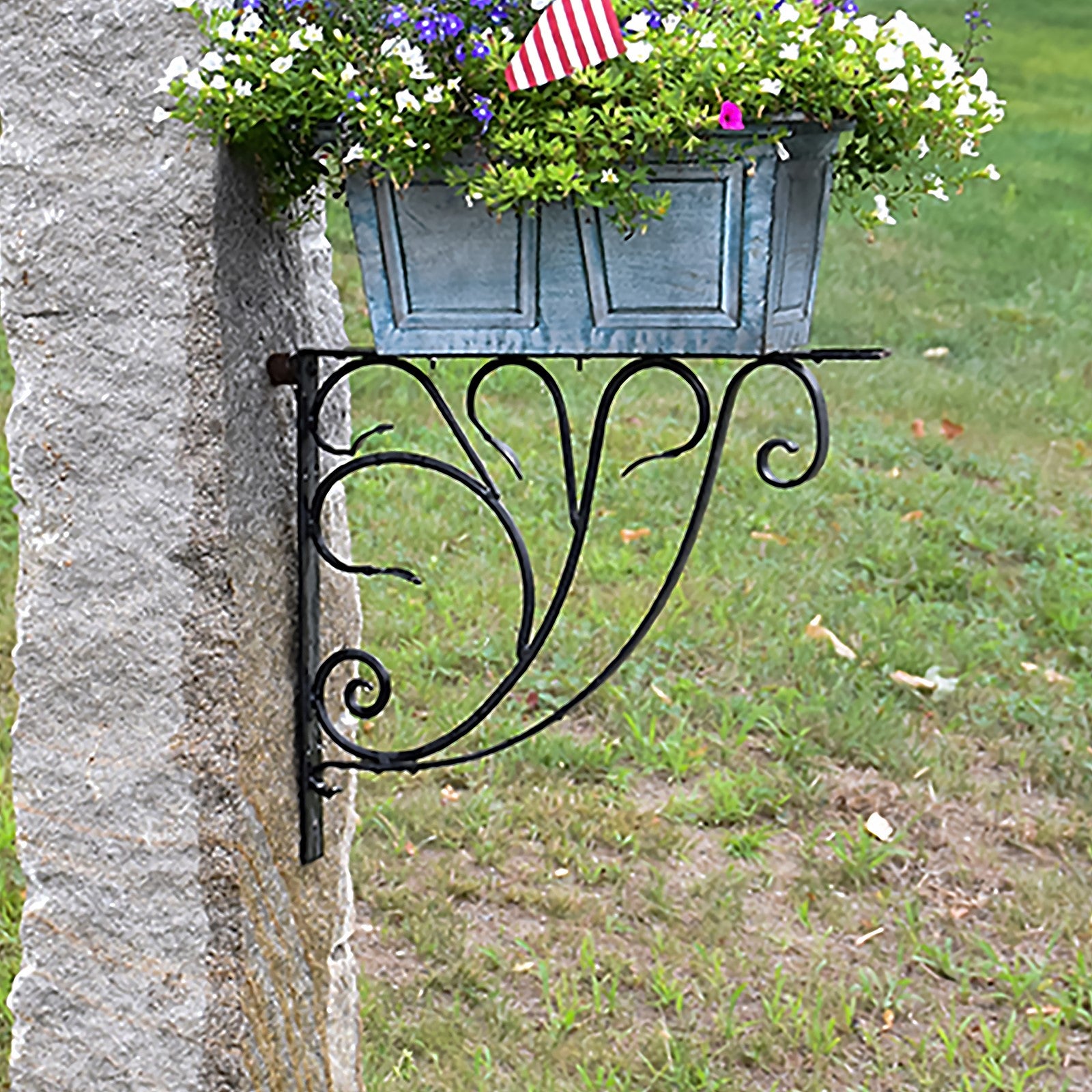 ACHLA Leafy Leaf Mailbox Bracket | Black Wrought Iron | Outdoor Mailbox & Shelf Support | 21 x 18 x 2 in | Model B-10