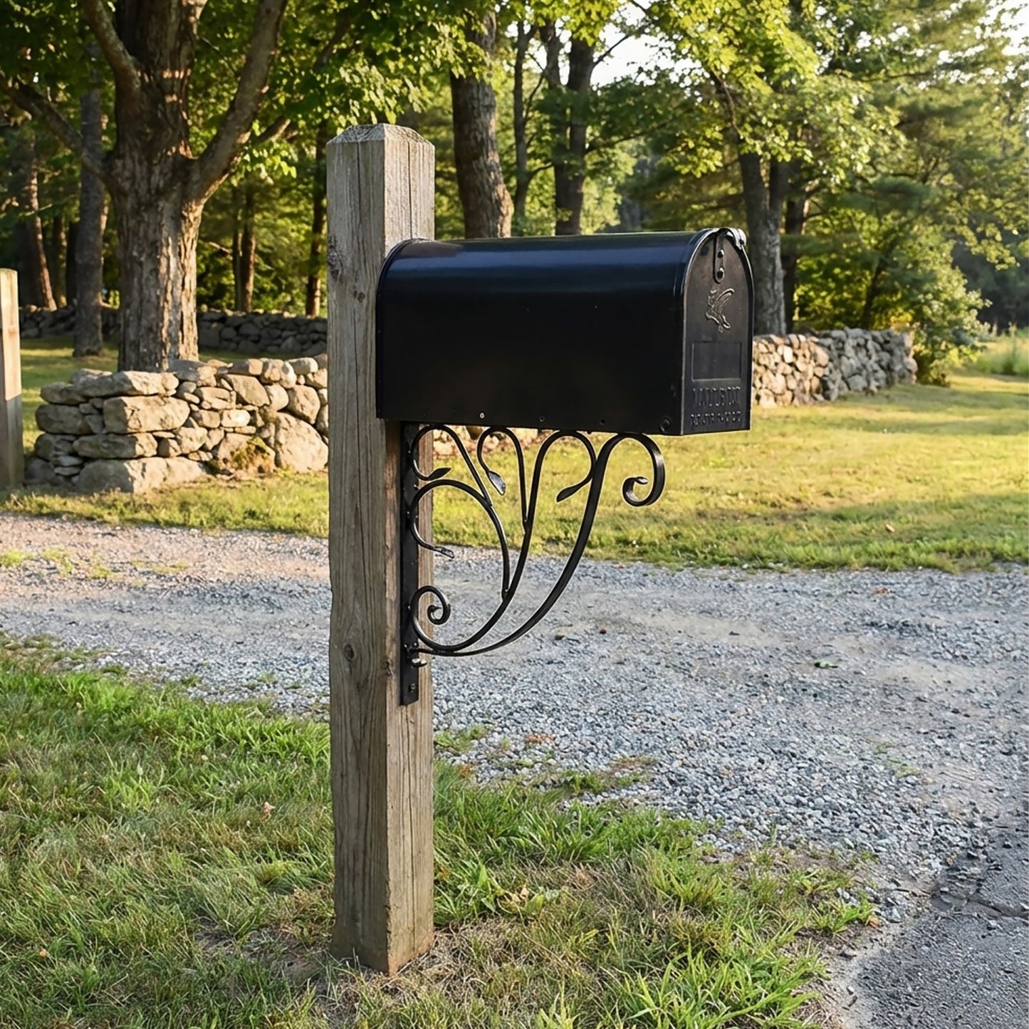 ACHLA Leafy Leaf Mailbox Bracket | Black Wrought Iron | Outdoor Mailbox & Shelf Support | 21 x 18 x 2 in | Model B-10