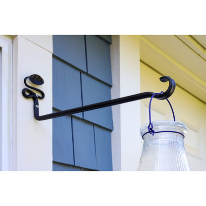 ACHLA Squiggle Leaf Wall Bracket 2-Pack | Black Wrought Iron with Forged Leaf Detail | Entryway & Patio Hook | 3 x 4.75 x 15.5 in | Model B-101-2