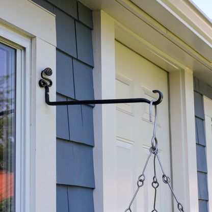 ACHLA Squiggle Leaf Wall Bracket 2-Pack | Black Wrought Iron with Forged Leaf Detail | Entryway & Patio Hook | 3 x 4.75 x 15.5 in | Model B-101-2