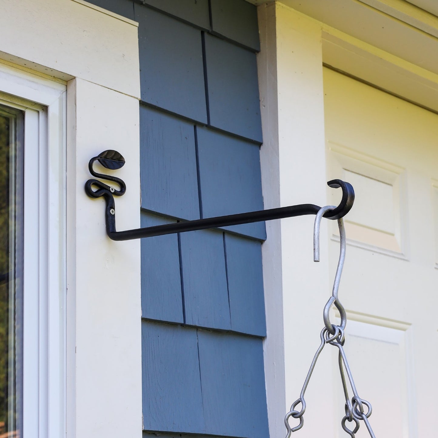 ACHLA Squiggle Leaf Wall Bracket 2-Pack | Black Wrought Iron with Forged Leaf Detail | Entryway & Patio Hook | 3 x 4.75 x 15.5 in | Model B-101-2