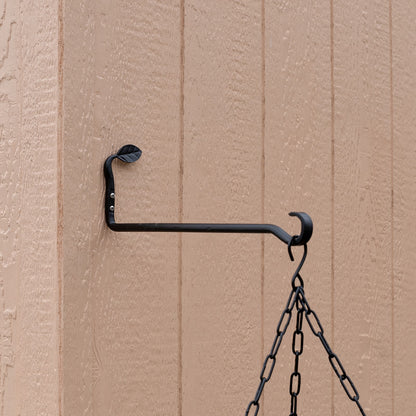 ACHLA Straight Leaf Wall Bracket 2-Pack | Black Powdercoat Wrought Iron | Entryway & Patio Hook | 15.5 x 2.75 x 5 in | Model B-102-2