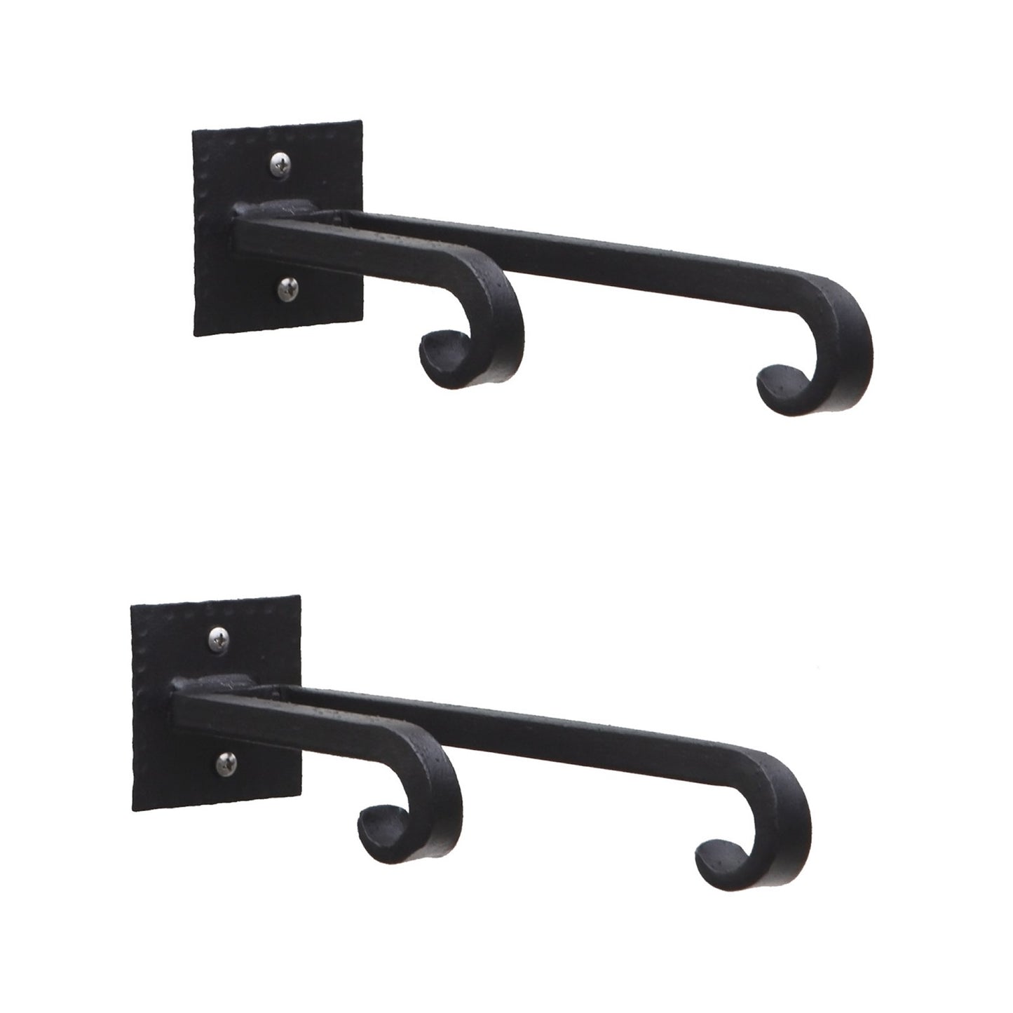 ACHLA Lodge Double Bracket 2-Pack | Black Powdercoat Wrought Iron | Mudroom & Entryway Wall Hooks | 2.5 x 2.5 x 9.5 in | Model B-103-2