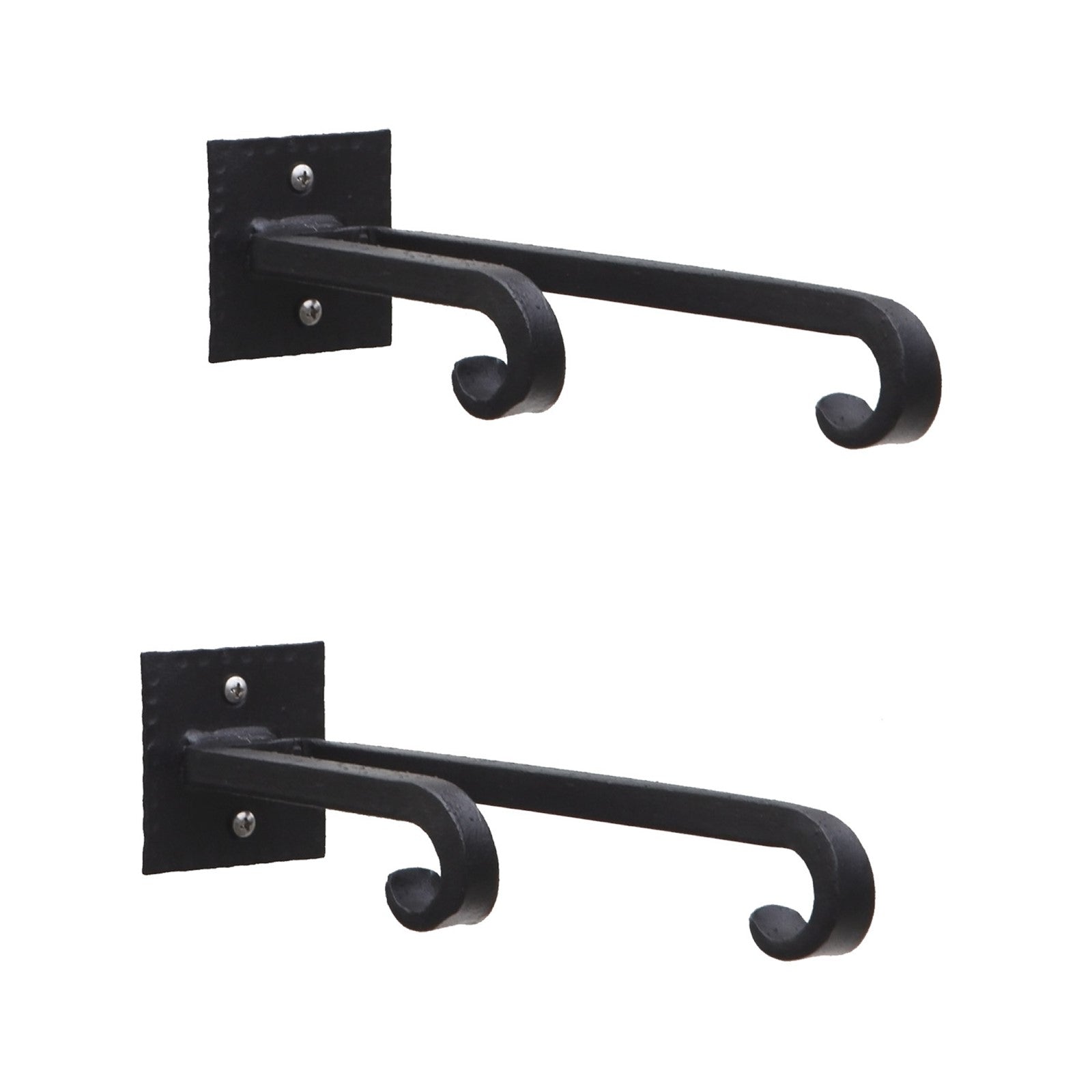 ACHLA Lodge Double Bracket 2-Pack | Black Powdercoat Wrought Iron | Mudroom & Entryway Wall Hooks | 2.5 x 2.5 x 9.5 in | Model B-103-2