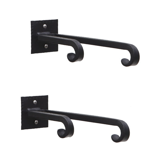 ACHLA Lodge Double Bracket 2-Pack | Black Powdercoat Wrought Iron | Mudroom & Entryway Wall Hooks | 2.5 x 2.5 x 9.5 in | Model B-103-2
