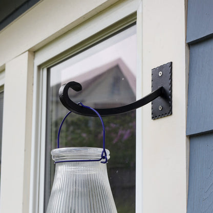 ACHLA Lodge UpCurled Bracket 2-Pack | Black Powdercoat Wrought Iron Wall Hooks | Mudroom & Entryway Coat & Hat Hooks | 7.75 in D | Model B-104-2