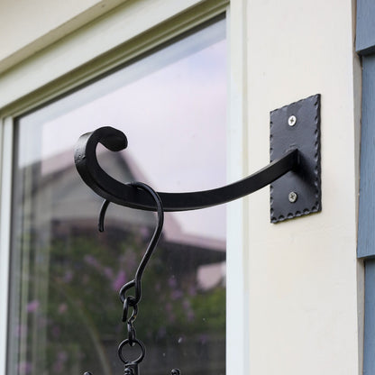 ACHLA Lodge UpCurled Bracket 2-Pack | Black Powdercoat Wrought Iron Wall Hooks | Mudroom & Entryway Coat & Hat Hooks | 7.75 in D | Model B-104-2