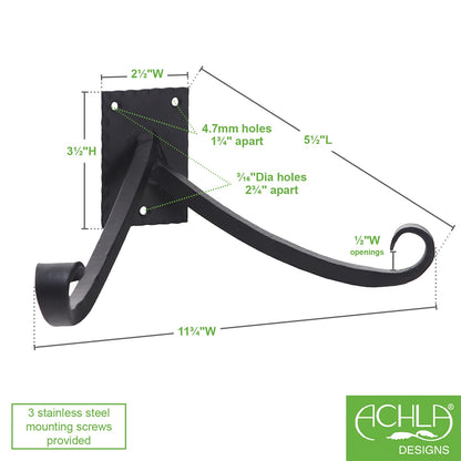 ACHLA Lodge Y Bracket | Black Powdercoat Wrought Iron | Mudroom & Entryway Coat & Hat Hook | 6 x 12 x 3 in | Model B-105