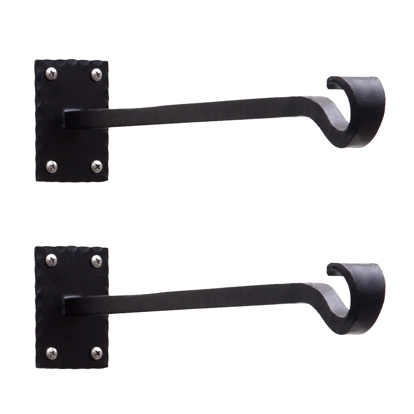 ACHLA Lodge Straight Bracket 2-Pack | Black Powdercoat Wrought Iron Wall Hooks | Mudroom & Entryway Coat and Hat Hooks | 14 in D, 2 | Model B-106-2