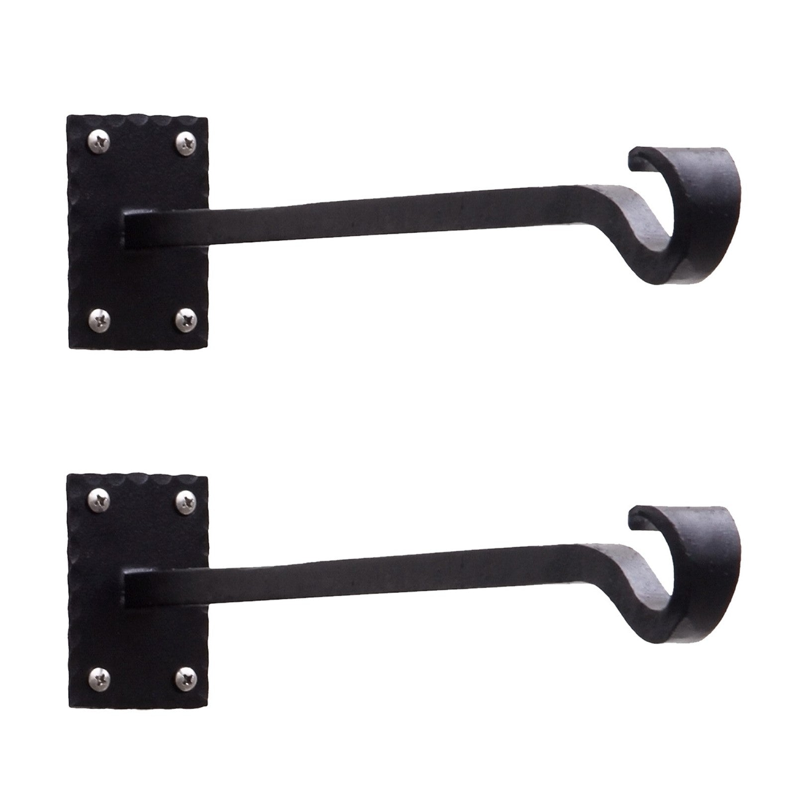 ACHLA Lodge Straight Bracket 2-Pack | Black Powdercoat Wrought Iron Wall Hooks | Mudroom & Entryway Coat and Hat Hooks | 14 in D, 2 | Model B-106-2