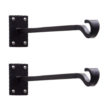 ACHLA Lodge Straight Bracket 2-Pack | Black Powdercoat Wrought Iron Wall Hooks | Mudroom & Entryway Coat and Hat Hooks | 14 in D, 2 | Model B-106-2