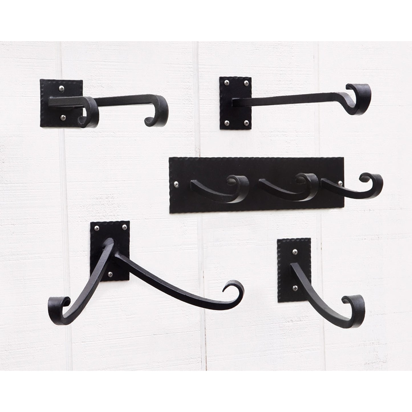 ACHLA Lodge Straight Bracket 2-Pack | Black Powdercoat Wrought Iron Wall Hooks | Mudroom & Entryway Coat and Hat Hooks | 14 in D, 2 | Model B-106-2
