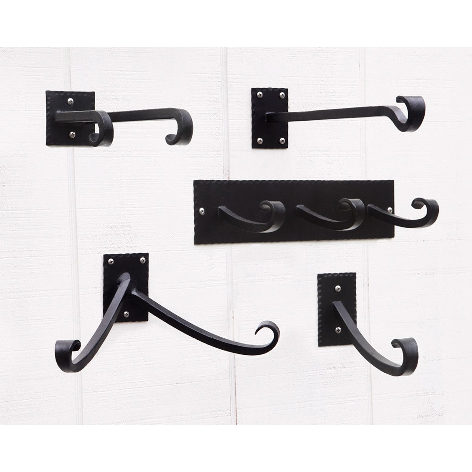 ACHLA Lodge Straight Bracket 2-Pack | Black Powdercoat Wrought Iron Wall Hooks | Mudroom & Entryway Coat and Hat Hooks | 14 in D, 2 | Model B-106-2